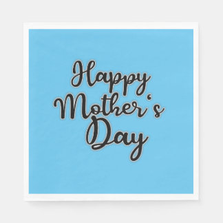Serviette En Papier Joyeuse Fête des mères Bleu Napkin