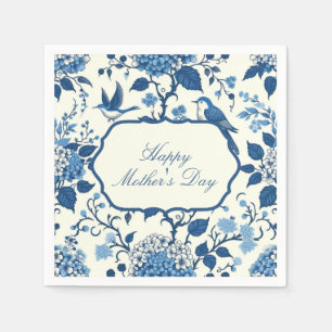 Serviette En Papier Joyeuse Fête des Mères Élégante Chinoiserie Bleue 