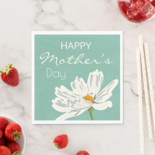 Serviette En Papier Joyeuse Fête des Mères Fleur Artistique blanche