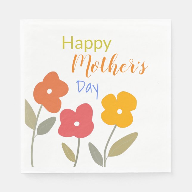 Serviette En Papier Joyeuse Fête des mères florales (Devant)
