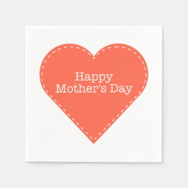 Serviette En Papier Joyeuse Fête des Mères Orange Papier Coeur Napkin
