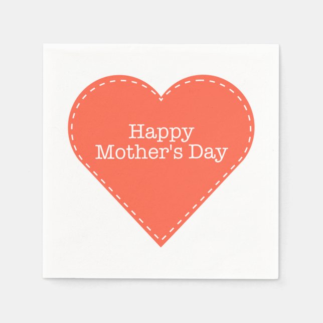 Serviette En Papier Joyeuse Fête des Mères Orange Papier Coeur Napkin (Devant)