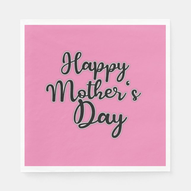 Serviette En Papier Joyeuse Fête des mères Pink Napkin (Devant)