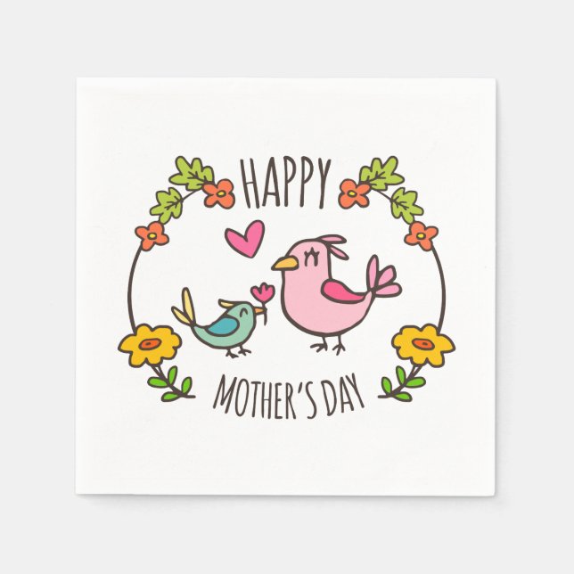 Serviette En Papier Joyeuse fête des mères | Serviette de table (Devant)