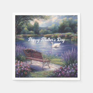 Serviette En Papier Joyeuse fête des mères Swan Bench Lake