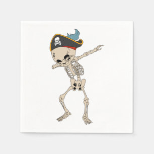 Serviette En Papier Joyeuse fête d'Halloween Skeleton Pirate Dancing