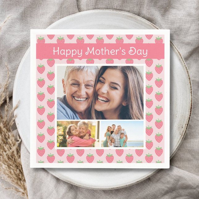 Serviette En Papier Joyeuse Fraise de la Fête des mères Photo (Créateur téléchargé)