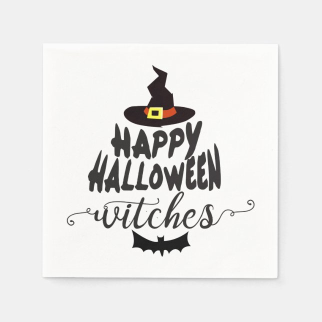 Serviette En Papier Joyeuse Halloween sorcières Typographie Halloween (Devant)