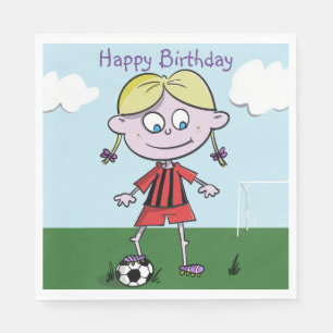 Serviette En Papier Joyeuse joueuse de football serviettes d'anniversa