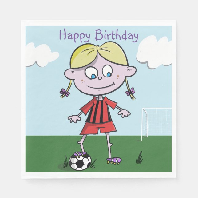 Serviette En Papier Joyeuse joueuse de football serviettes d'anniversa (Devant)