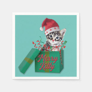 Serviette En Papier Joyeuse Kitty, Joyeux Noël