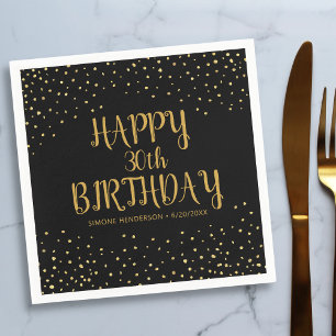 Serviette En Papier Joyeuse Parties scintillant d'or d'anniversaire n'
