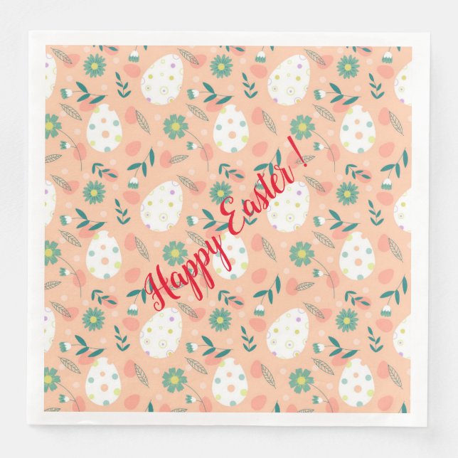 Serviette En Papier Joyeuse Personnaliser Orange Oeuf de Pâques (Devant)