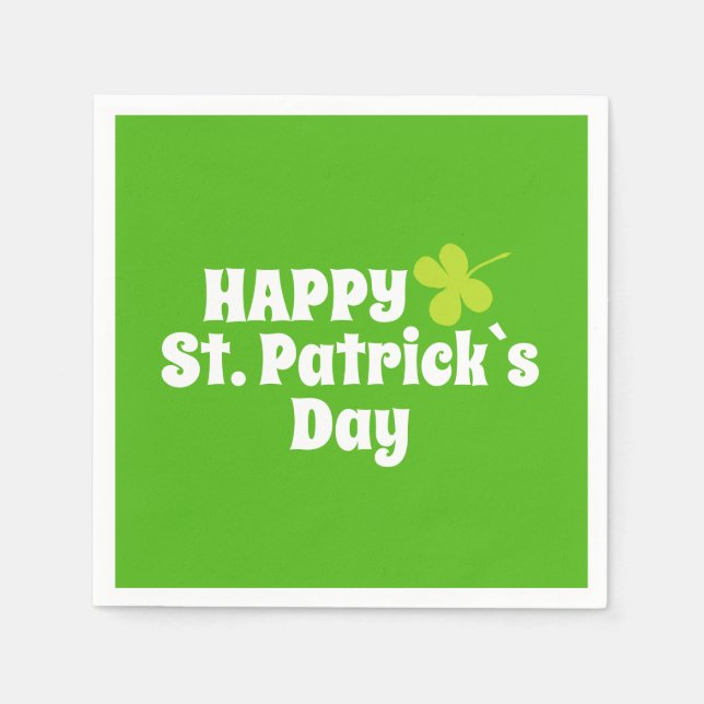 Serviette En Papier Joyeuse Saint Patrick`s day Green Lucky Shamrock (Devant)