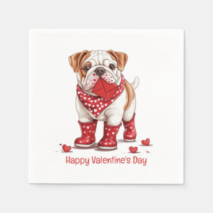 Serviette En Papier Joyeuse Saint-Valentin Bouledogue Anglais