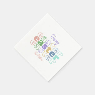 Serviette En Papier Joyeuse Typographie colorée de Pâques