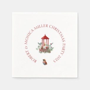 Serviette En Papier Joyeuse Vibe Fleurs de Noël & lanterne bouquet