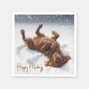 Serviette En Papier Joyeuses Fêtes Irish Setter Ange de Neige
