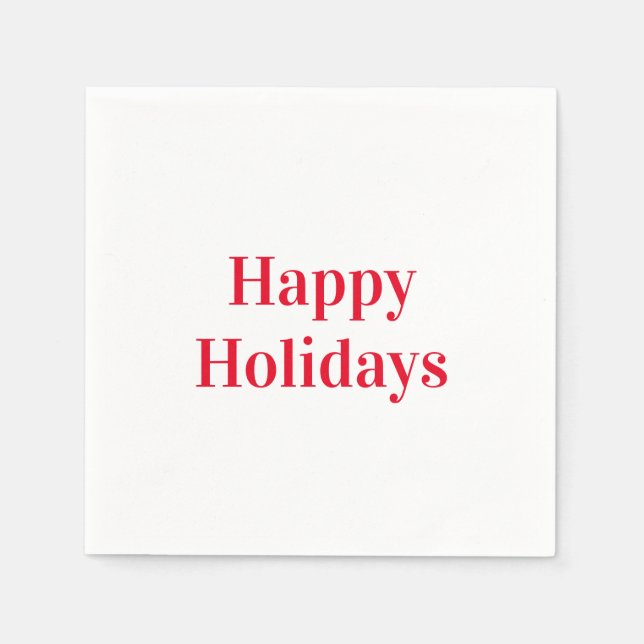 Serviette En Papier "Joyeuses fêtes" papier rouge blanc (Devant)