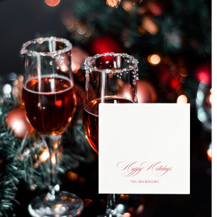 Serviette En Papier Joyeuses Fêtes Personnalisées Simples Cocktail Ro