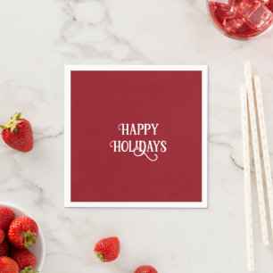 Serviette En Papier Joyeuses Fêtes Rouge et Blanc