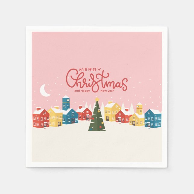 Serviette En Papier Joyeuses serviettes de Noël | Fête (Devant)