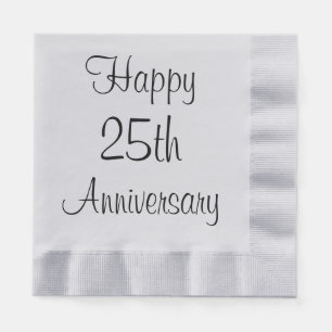 Serviette En Papier Joyeuses serviettes du 25e anniversaire