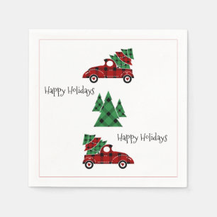 Serviette En Papier Joyeuses Vacances Antique Camion Rouge Vacances se