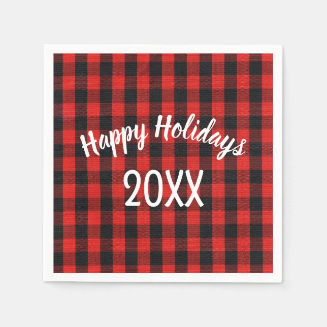 Serviette En Papier Joyeuses vacances Buffalo Plaid (Devant)