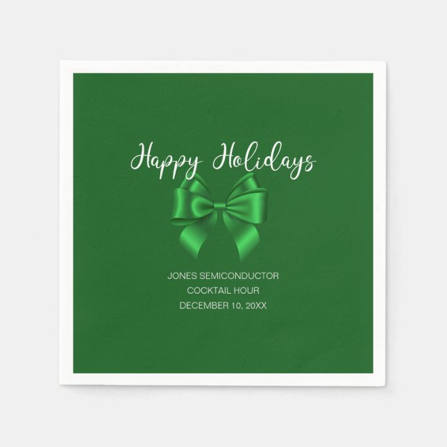 Serviette En Papier Joyeuses vacances Élégant vert (Devant)