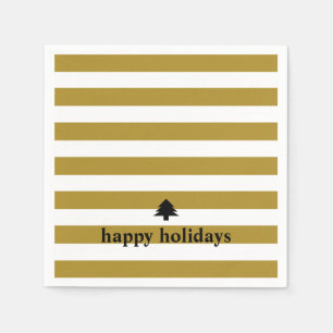Serviette En Papier Joyeuses Vacances Gold Stripes serviettes