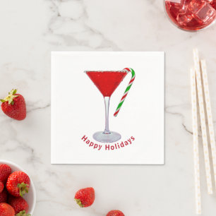 Serviette En Papier Joyeuses vacances Martini verre