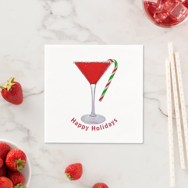 Serviette En Papier Joyeuses vacances Martini verre (En situation)