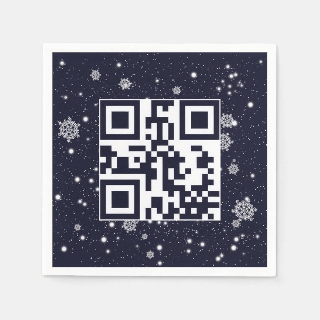 Serviette En Papier Joyeuses Vacances QR Code sur les flocons de neige (Devant)