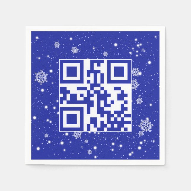 Serviette En Papier Joyeuses Vacances QR Code sur les flocons de neige (Devant)