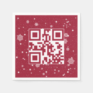 Serviette En Papier Joyeuses Vacances QR Code sur les flocons de neige