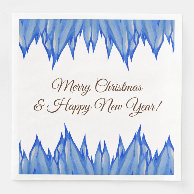 Serviette En Papier Joyeuses Vacances, Snowflakes, Icicles Papier Napk (Devant)