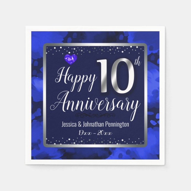 Serviette En Papier Joyeux 10e anniversaire de Mariage (Devant)