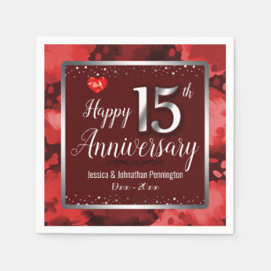 Serviette En Papier Joyeux 15e anniversaire de Mariage