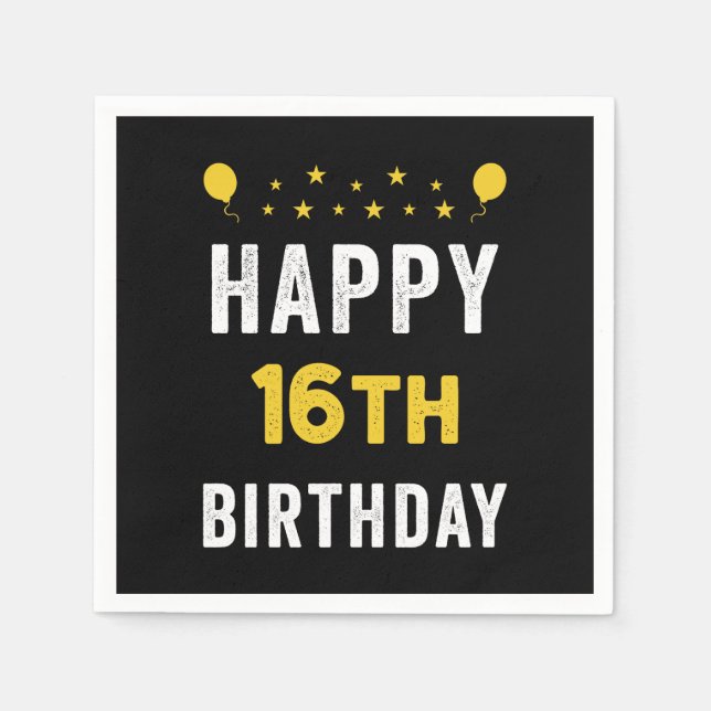 Serviette En Papier Joyeux 16e anniversaire fête de fête déniarienne (Devant)