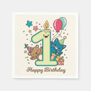 Serviette En Papier Joyeux 1er anniversaire