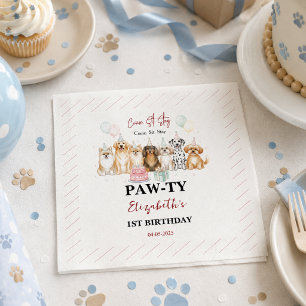 Serviette En Papier Joyeux 1er Anniversaire Garçon Chien Mignon Fête