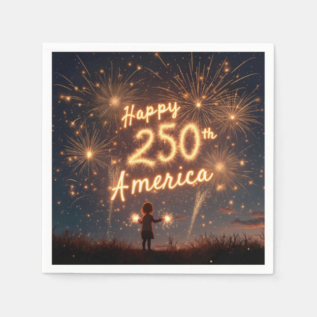 Serviette En Papier Joyeux 250ème anniversaire Amérique dans les feux  (Devant)