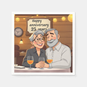 Serviette En Papier Joyeux 25e anniversaire
