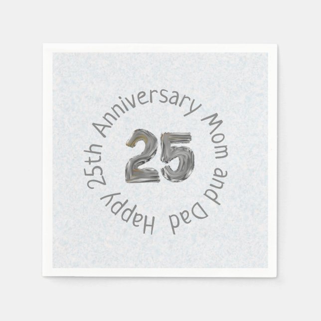 Serviette En Papier Joyeux 25e anniversaire Maman et papa Classique (Devant)