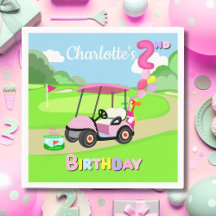 Joyeux 2e Anniversaire Polka Dot Fille Rose Golf