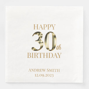 Serviette En Papier Joyeux 30e anniversaire Coutume dorée