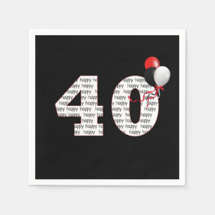 Serviette En Papier Joyeux 40e anniversaire en noir