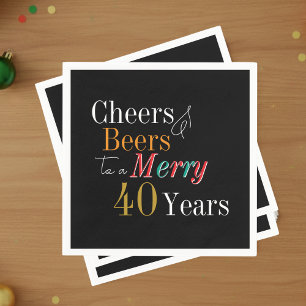 Serviette En Papier Joyeux 40e Noël Anniversaire Cheers and Beers