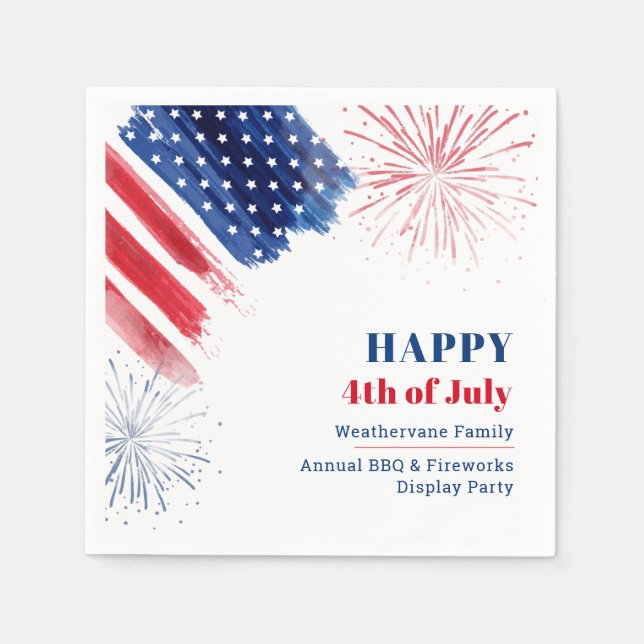 Serviette En Papier Joyeux 4 juillet Fête de l'Indépendance USA Family (Devant)